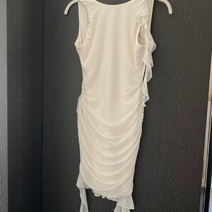 Oh POLLY Iolanda Backless Ruffle Detailing Mini Dress in Ivory Women’s Size 10